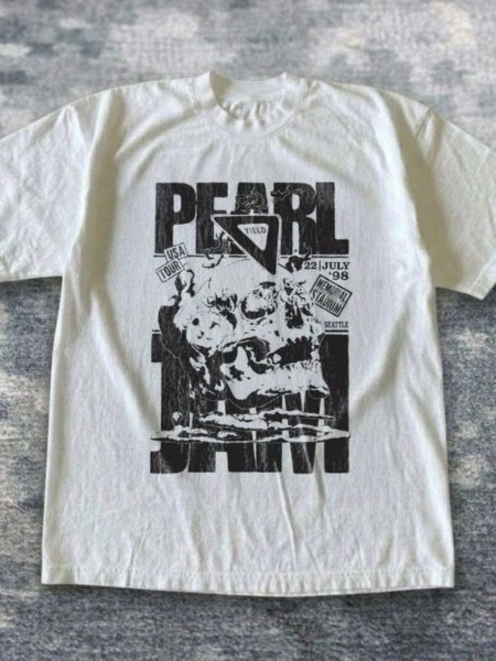 Pearl Jam White T-Shirt with Black Graphic Print